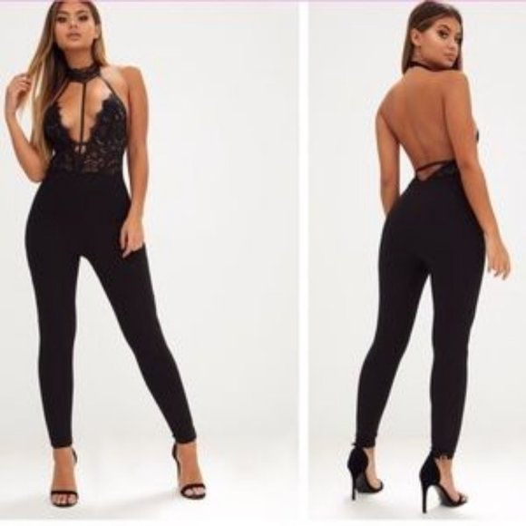 black lace harness jumpsuit